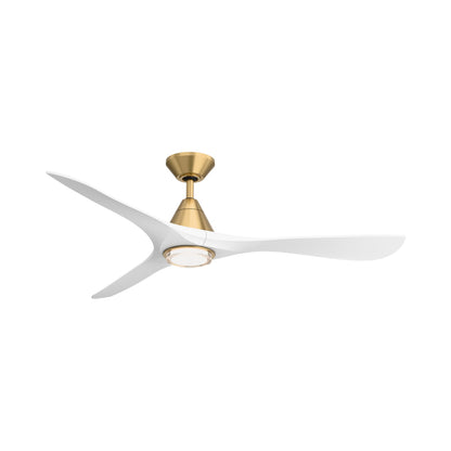 Carve Outdoor LED Ceiling Fan in Soft Brass/Matte White (60-Inch/Included).