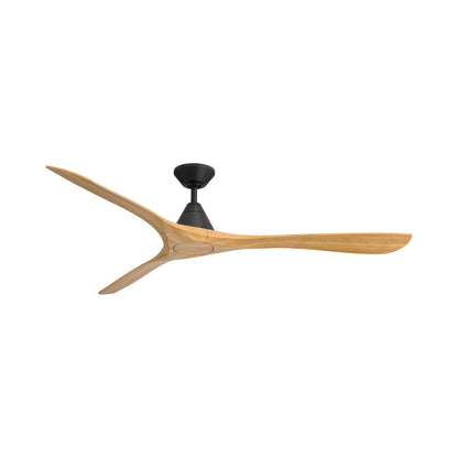 Carve Outdoor LED Ceiling Fan in Matte Black/Honey Oak (72-Inch/Not Included).