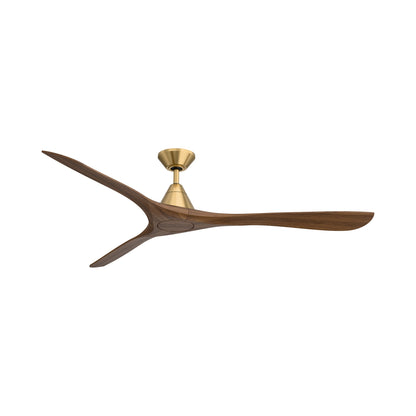 Carve Outdoor LED Ceiling Fan in Soft Brass/Distressed Koa (72-Inch/Not Included).