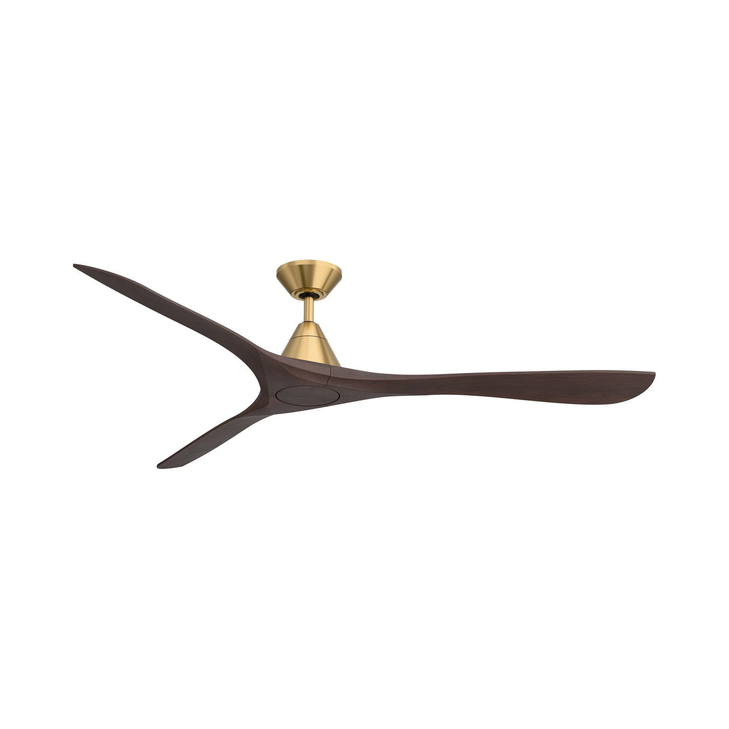 Carve Outdoor LED Ceiling Fan in Soft Brass/Dark Walnut (72-Inch/Not Included).