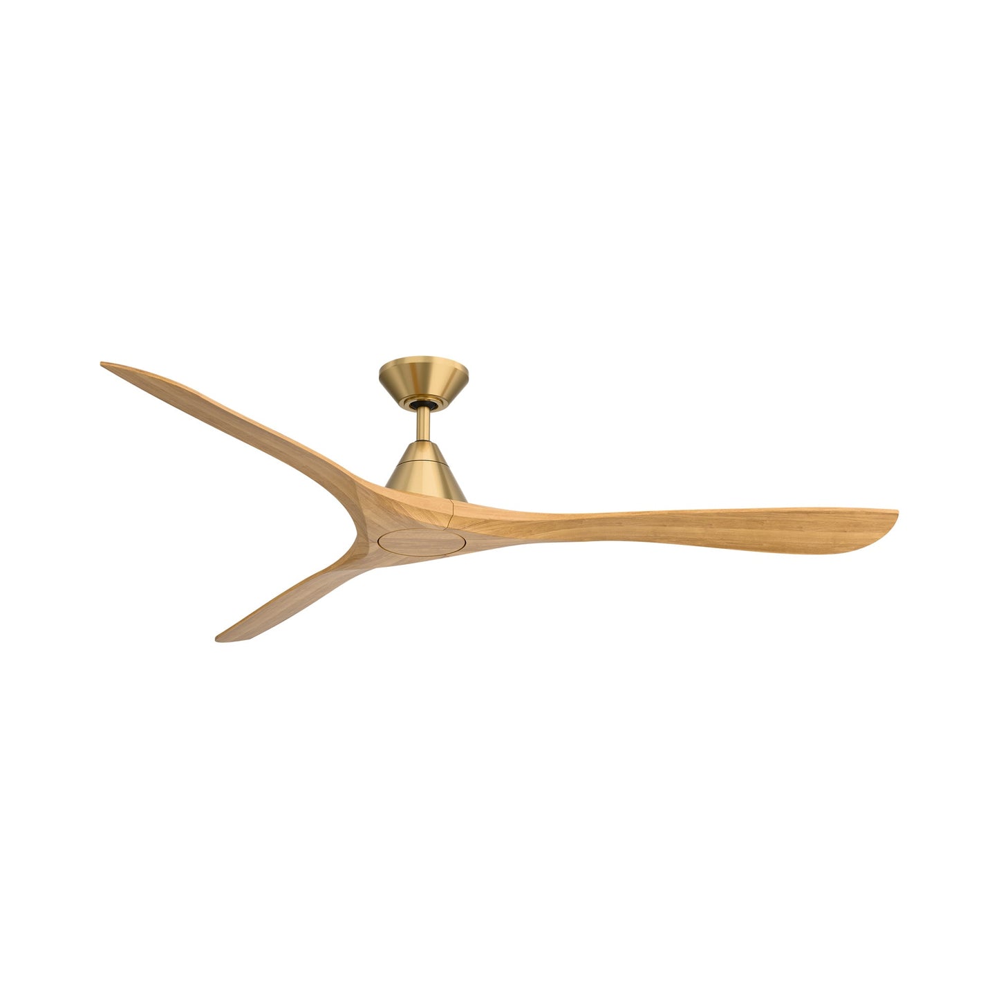 Carve Outdoor LED Ceiling Fan in Soft Brass/Honey Oak (72-Inch/Not Included).