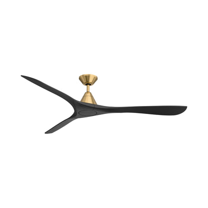 Carve Outdoor LED Ceiling Fan in Soft Brass/Matte Black (72-Inch/Not Included).