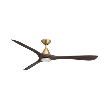Carve Outdoor LED Ceiling Fan in Soft Brass/Dark Walnut (72-Inch/Included).