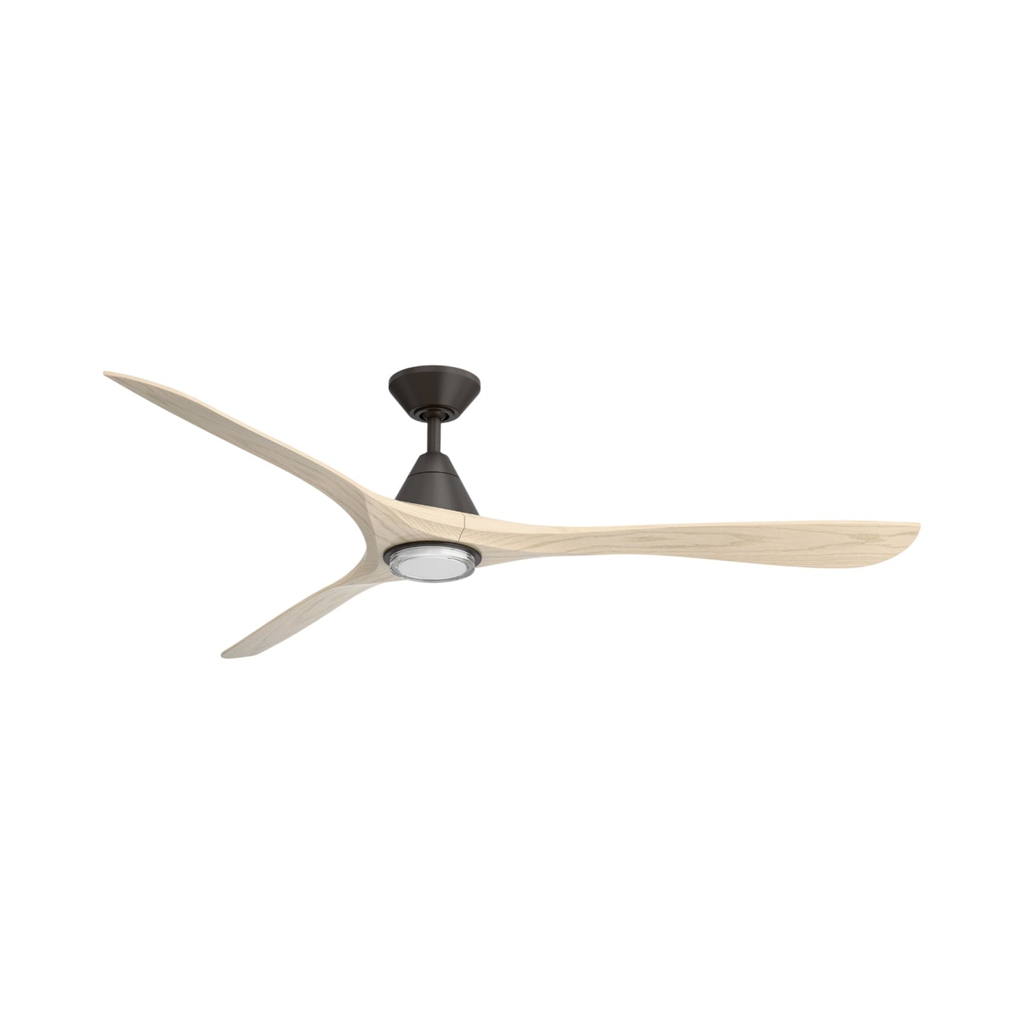 Carve Outdoor LED Ceiling Fan in Bronze/White Oak (72-Inch/Included).