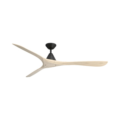 Carve Outdoor LED Ceiling Fan in Matte Black/White Oak (72-Inch/Not Included).