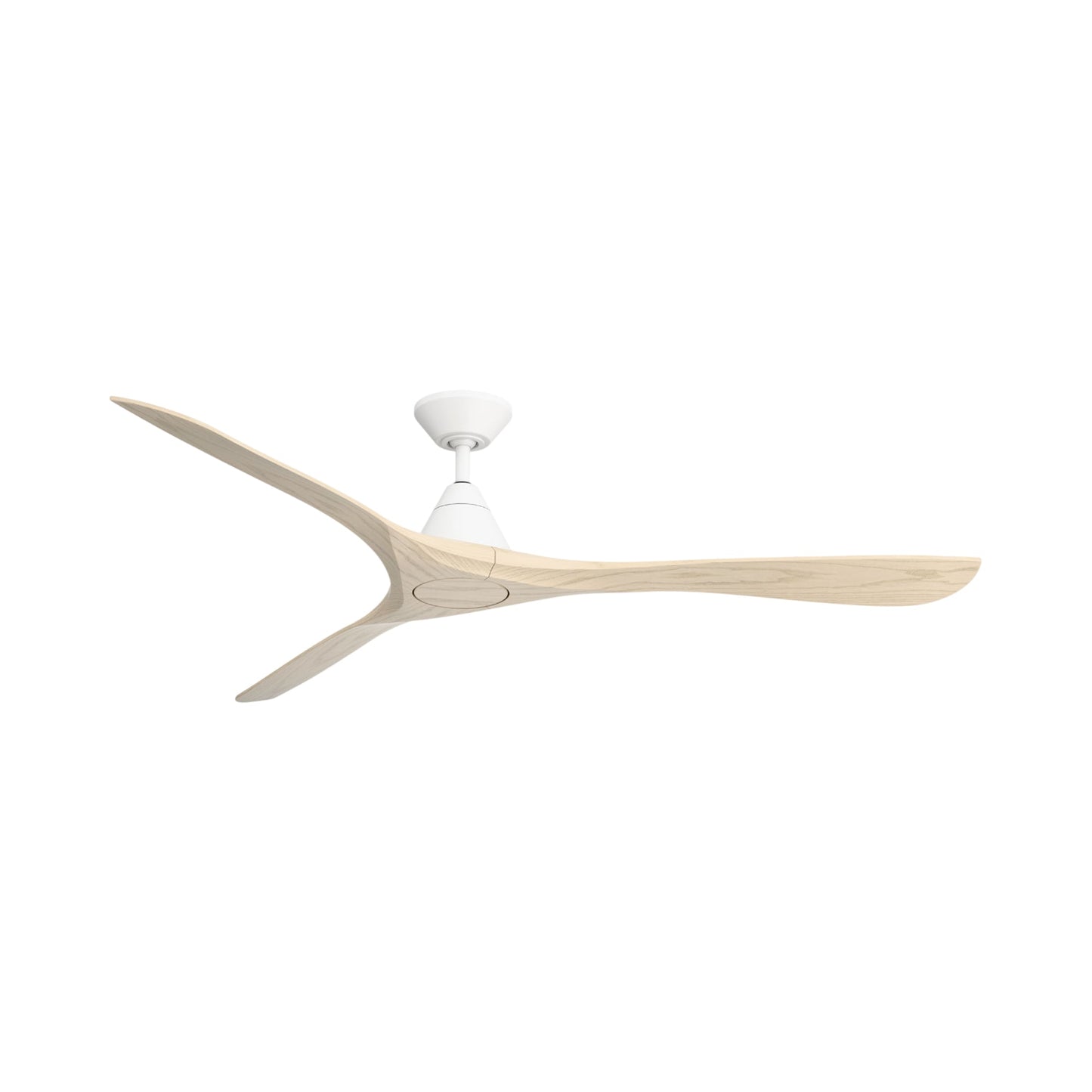Carve Outdoor LED Ceiling Fan in Matte White/White Oak (72-Inch/Not Included).