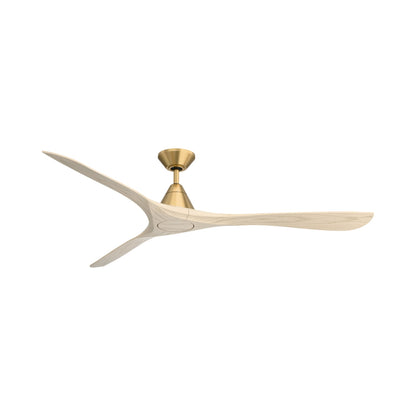 Carve Outdoor LED Ceiling Fan in Soft Brass/White Oak (72-Inch/Not Included).