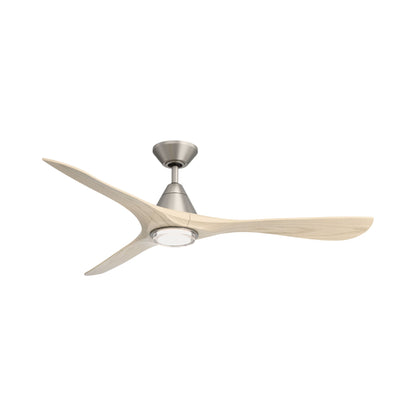 Carve Outdoor LED Ceiling Fan in Antique Nickel/White Oak (60-Inch/Included).