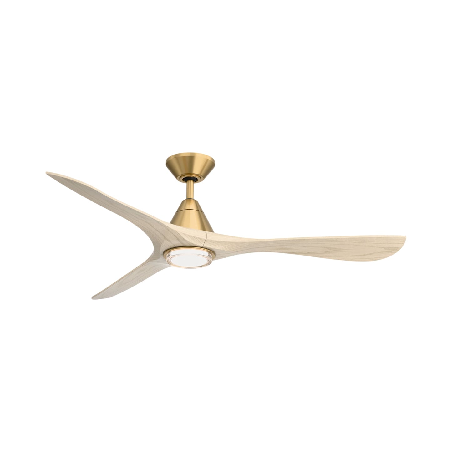 Carve Outdoor LED Ceiling Fan in Soft Brass/White Oak (60-Inch/Included).
