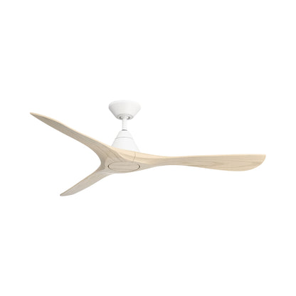 Carve Outdoor LED Ceiling Fan in Matte White/White Oak (60-Inch/Not Included).