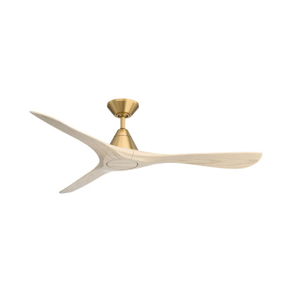 Carve Outdoor LED Ceiling Fan in Soft Brass/White Oak (60-Inch/Not Included).