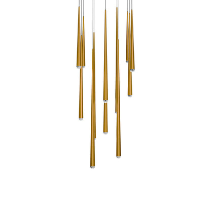 Cascade LED Multi Light Pendant Light in Aged Brass/Crystal (13-Light).