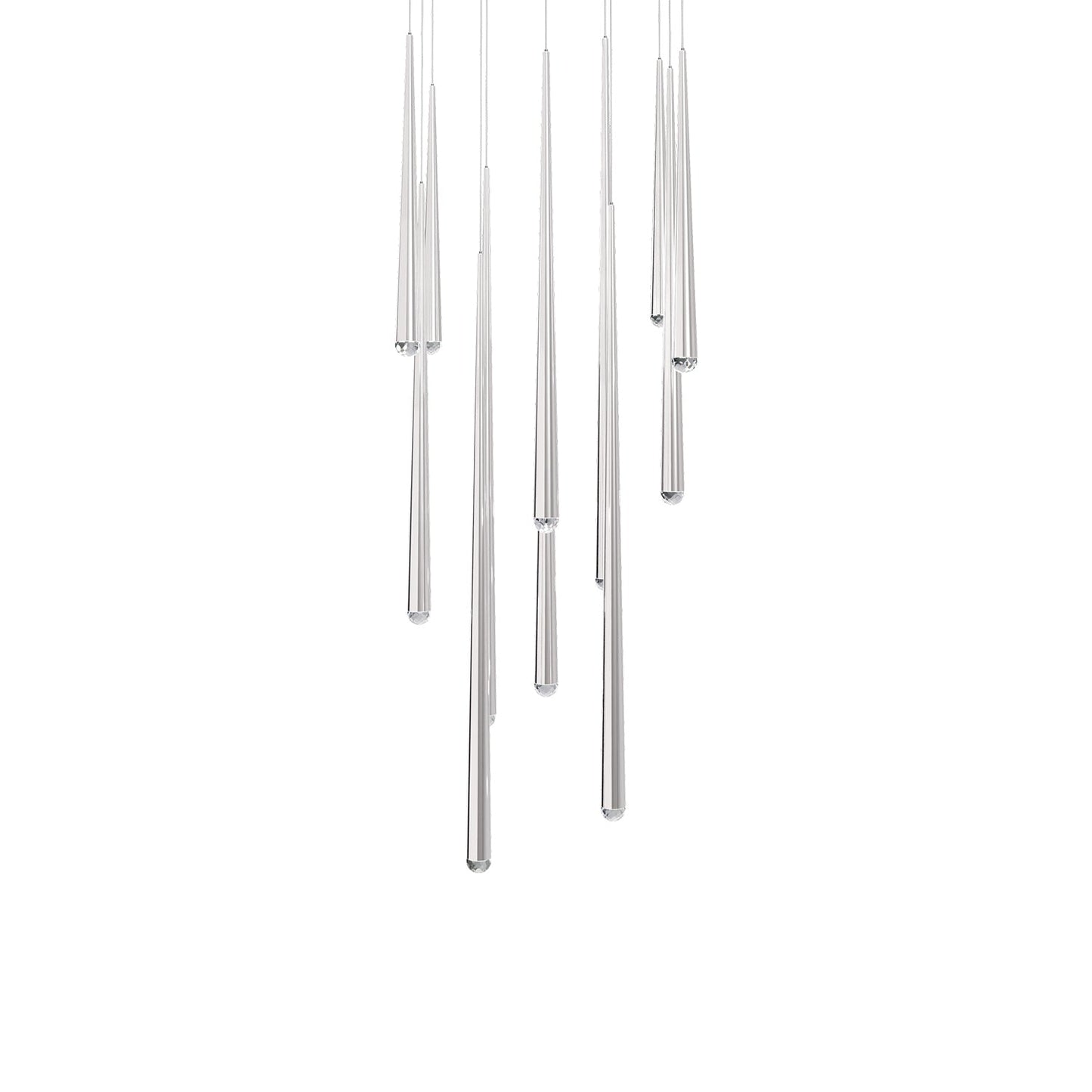 Cascade LED Multi Light Pendant Light in Polished Nickel/Crystal (13-Light).