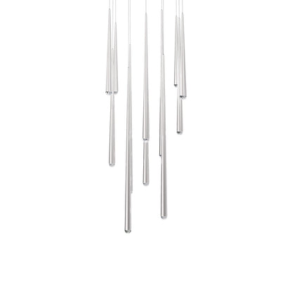 Cascade LED Multi Light Pendant Light in Polished Nickel/Crystal (13-Light).