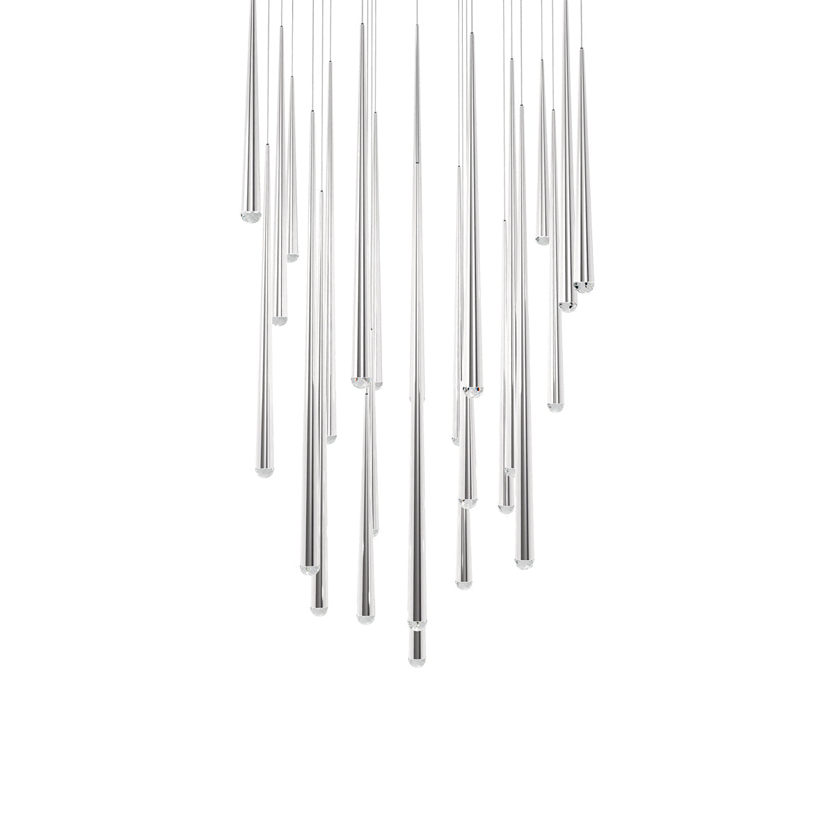 Cascade LED Multi Light Pendant Light in Polished Nickel/Crystal (25-Light).