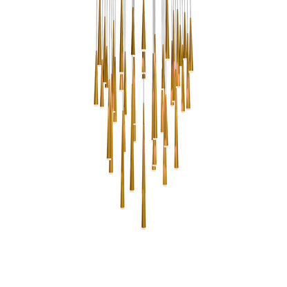 Cascade LED Multi Light Pendant Light in Aged Brass/Etched Glass (41-Light).