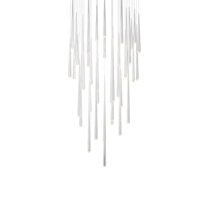 Cascade LED Multi Light Pendant Light in Polished Nickel/Etched Glass (41-Light).