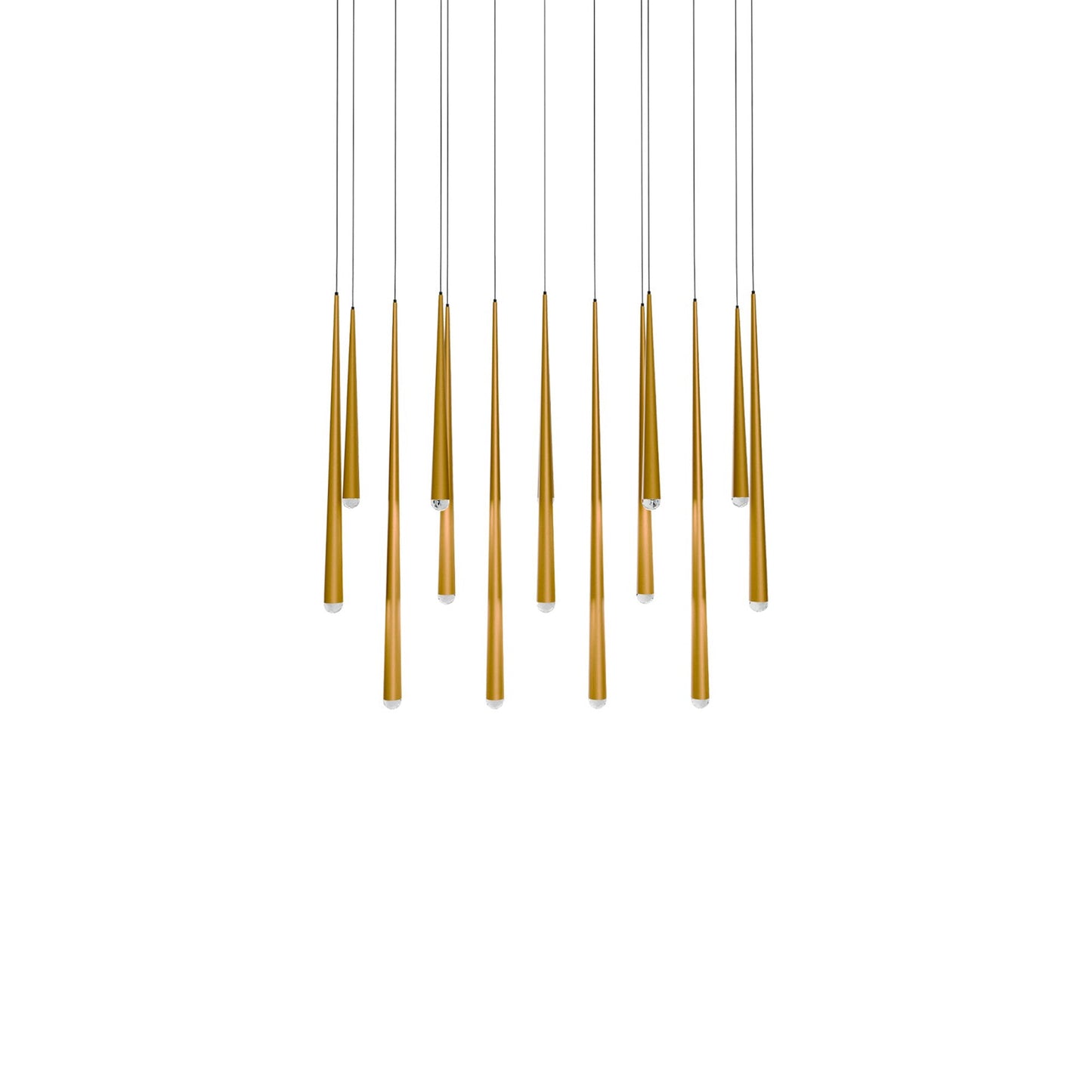 Cascade Linear LED Chandelier in Aged Brass/Crystal (14-Light).