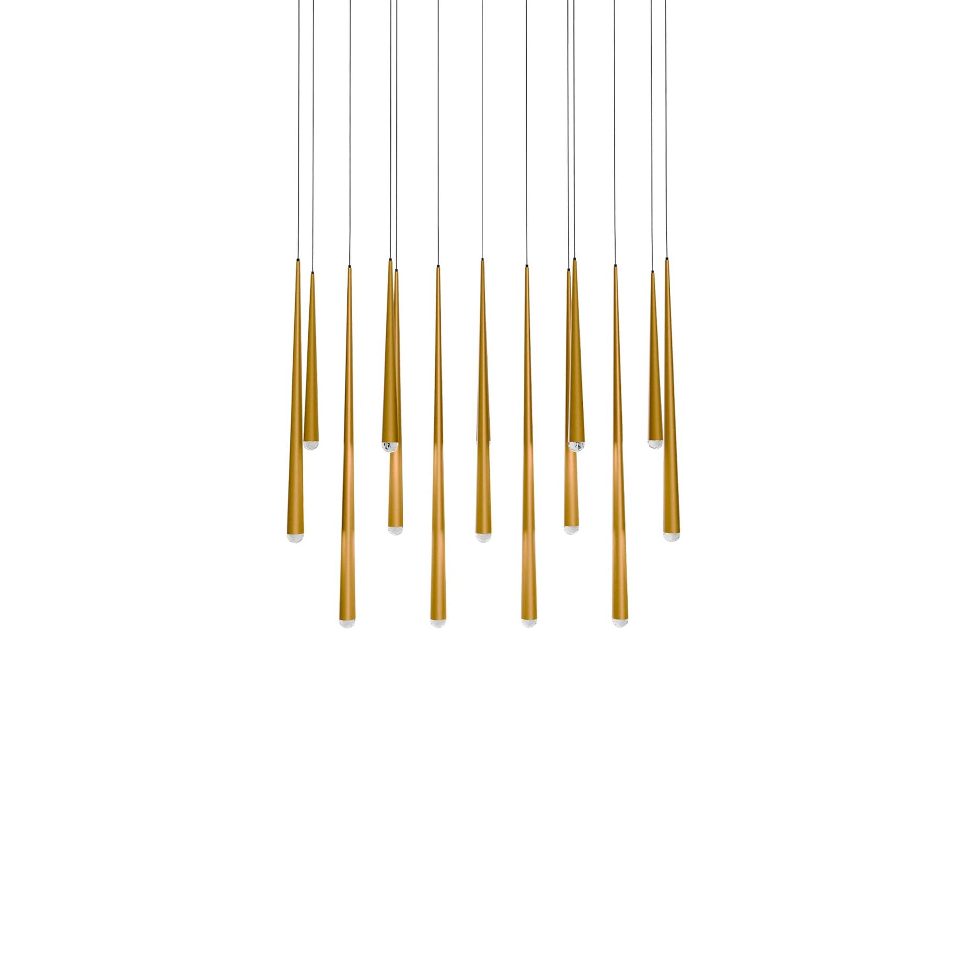 Cascade Linear LED Chandelier in Aged Brass/Crystal (14-Light).