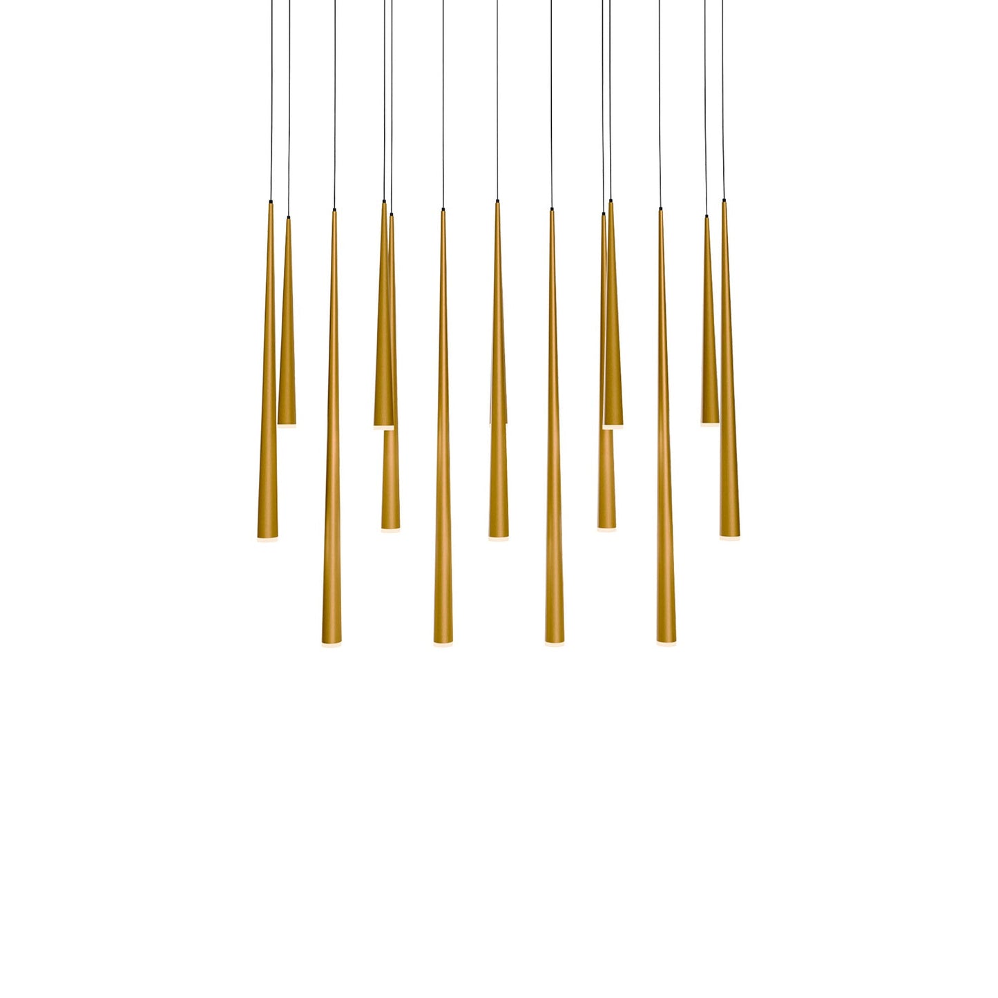 Cascade Linear LED Chandelier in Aged Brass/Etched Glass(14-Light).