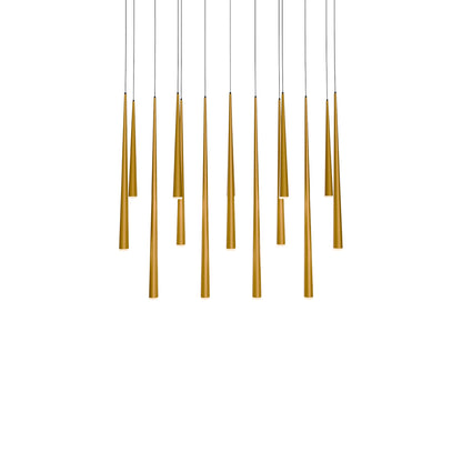 Cascade Linear LED Chandelier in Aged Brass/Etched Glass(14-Light).