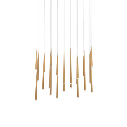 Cascade Linear LED Chandelier in Aged Brass/Crystal (23-Light).