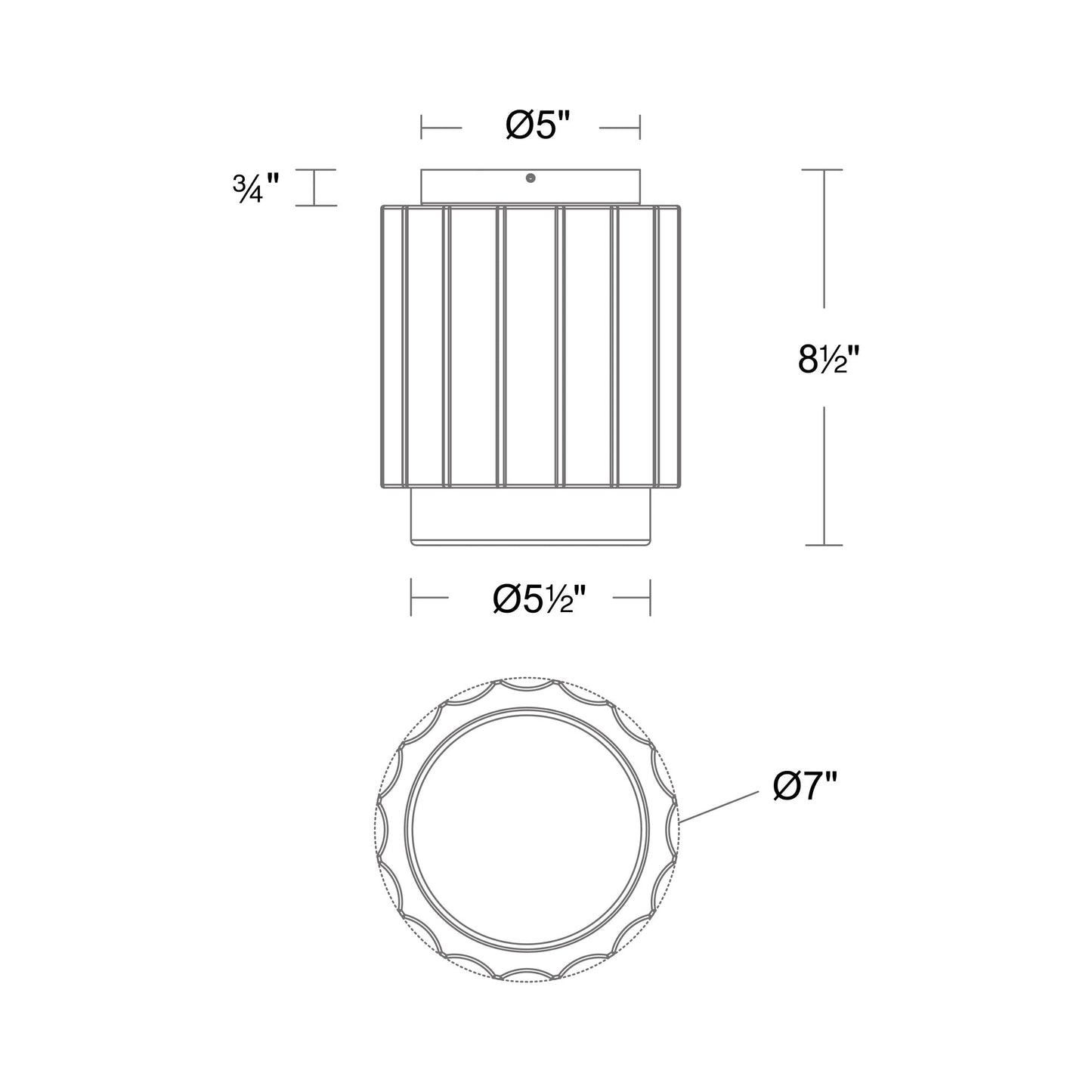 Caviar LED Flush Mount Ceiling Light - line drawing.