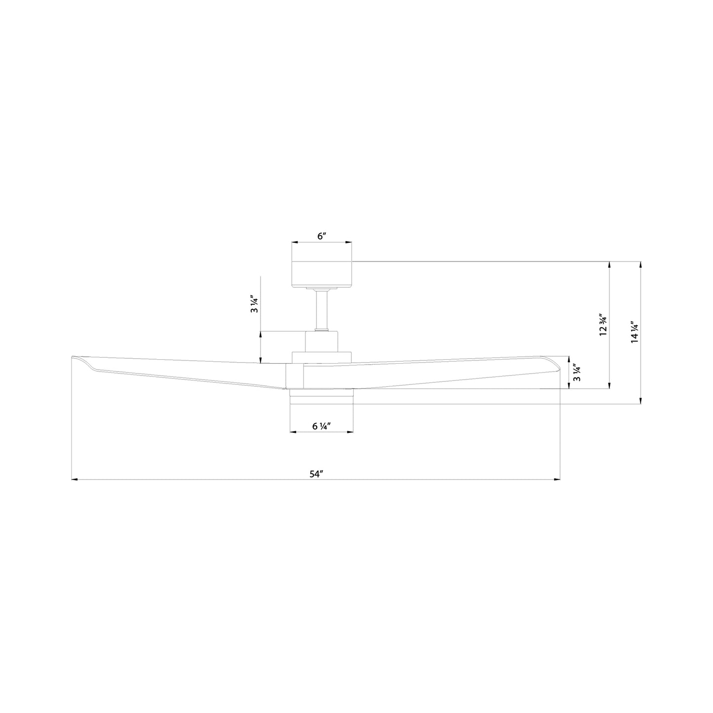Chill Outdoor LED Ceiling Fan - line drawing.