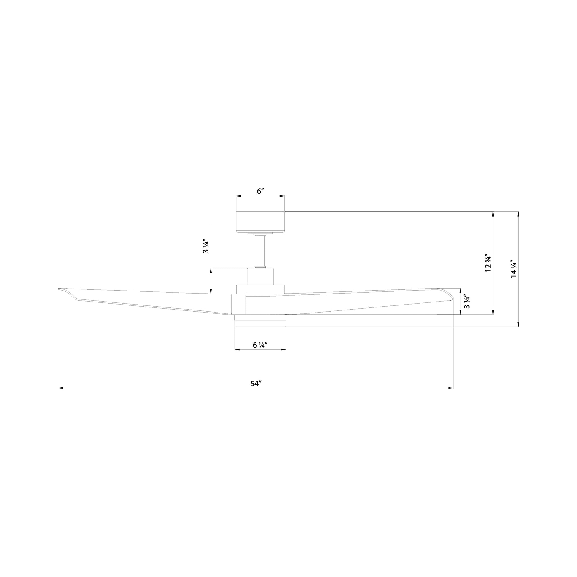 Chill Outdoor LED Ceiling Fan - line drawing.