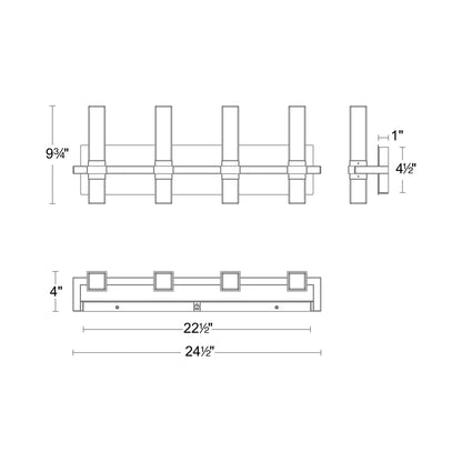 Cinaplex LED Bath Vanity Light - line drawing.