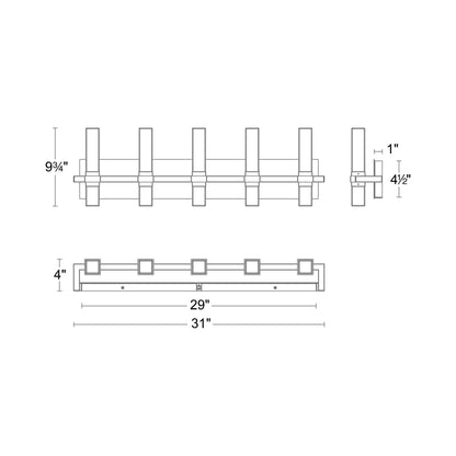 Cinaplex LED Bath Vanity Light - line drawing.