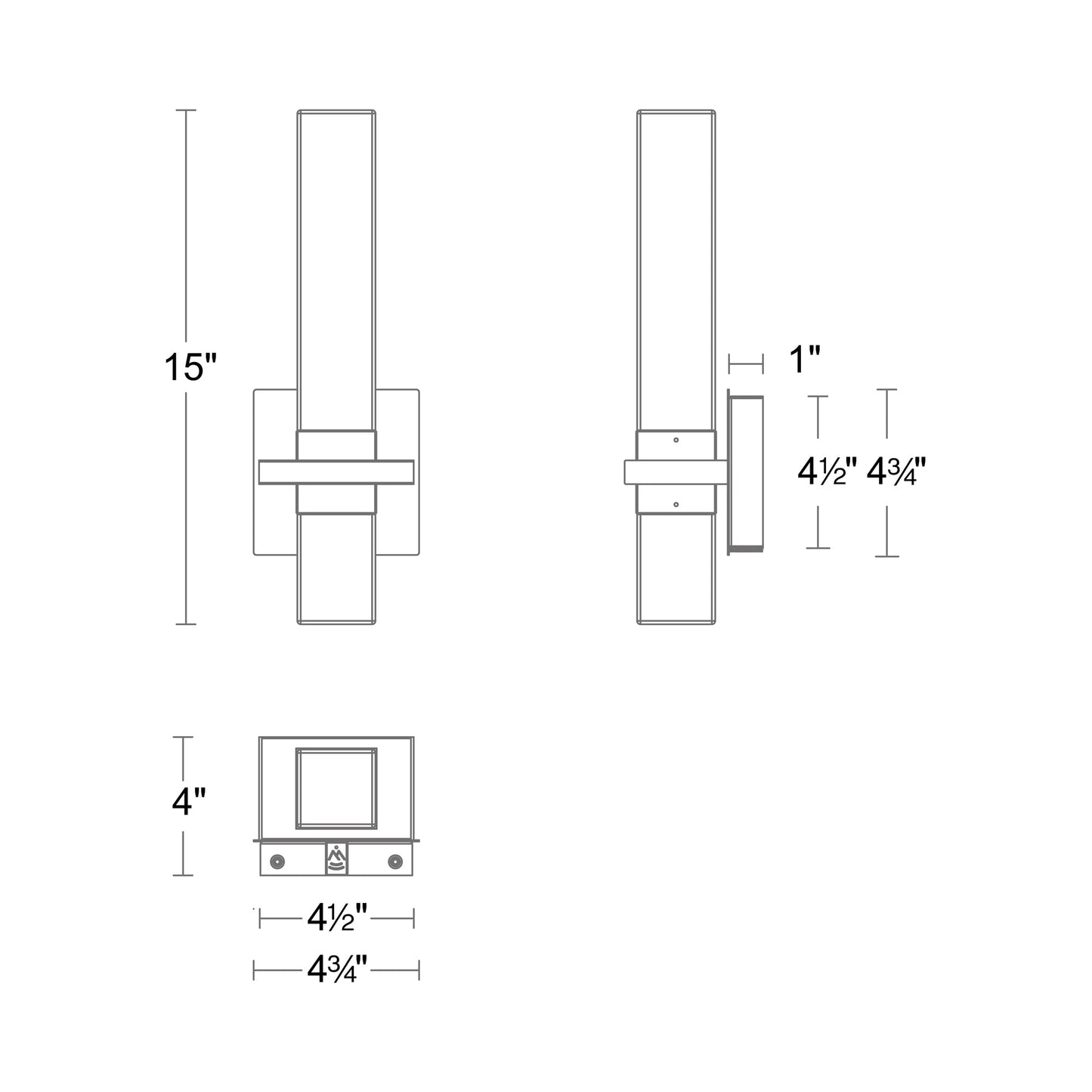 Cinaplex LED Bath Wall Light - line drawing.