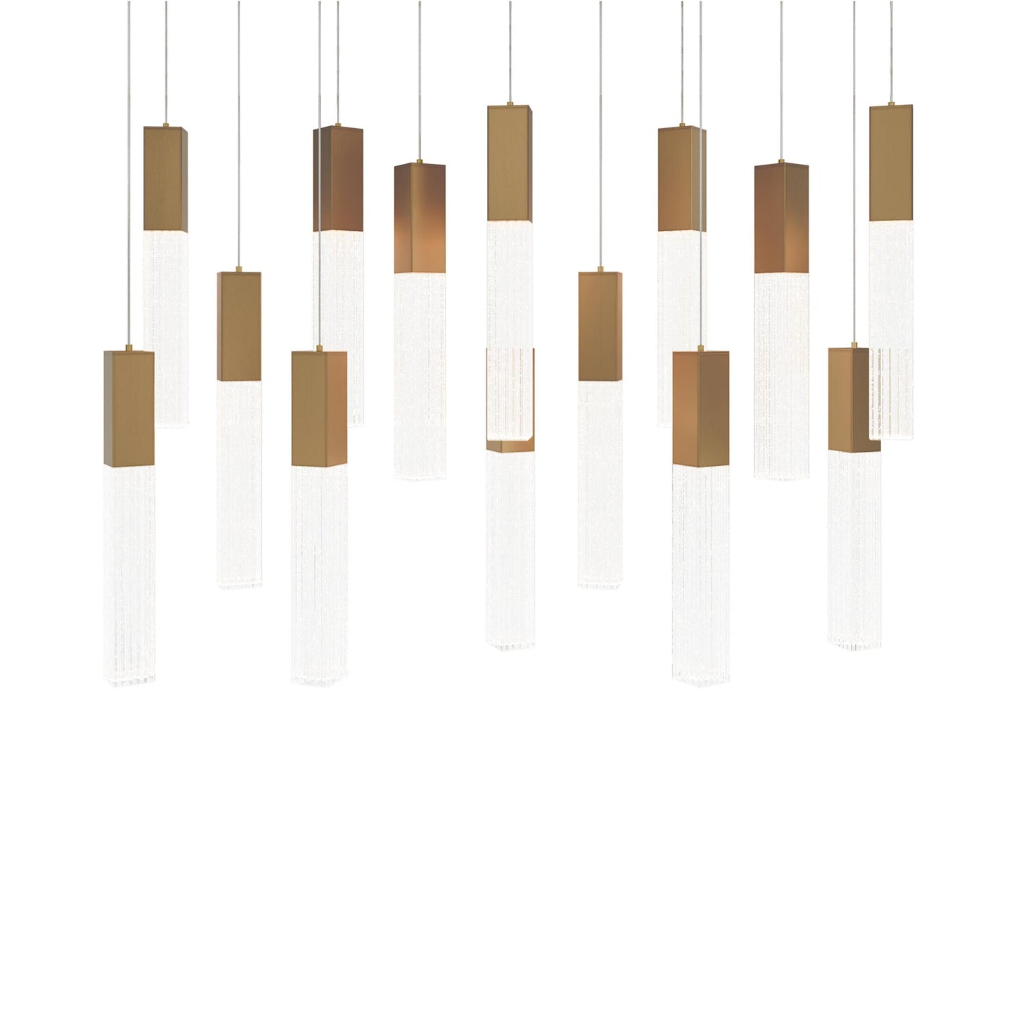 Cinema LED Linear Multi Light Pendant Light in Aged Brass (Small).