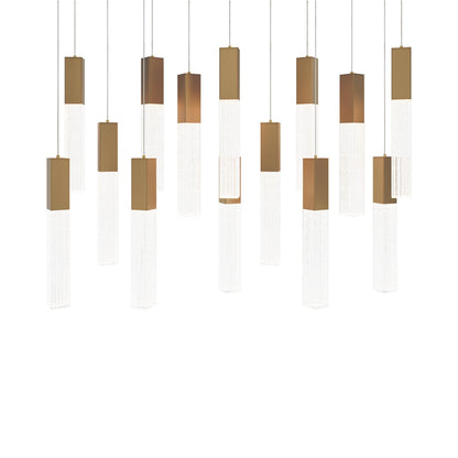 Cinema LED Linear Multi Light Pendant Light in Aged Brass (Small).
