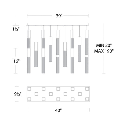 Cinema LED Linear Multi Light Pendant Light - line drawing.