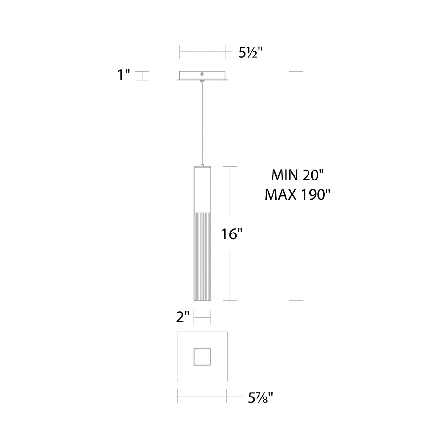Cinema Mini LED Pendant Light - line drawing.