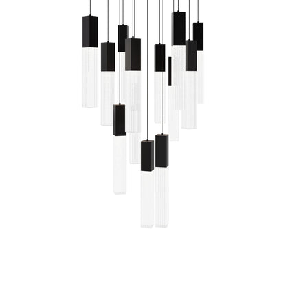 Cinema Square LED Multi Light Pendant Light in Black (Small).