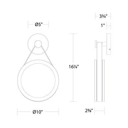 Clare LED Wall Light - line drawing.