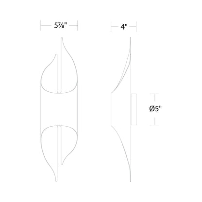 Clasp LED Wall Light - line drawing.