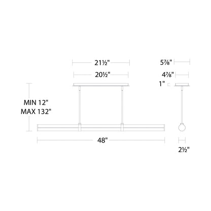 Clique LED Linear Pendant Light - line drawing.