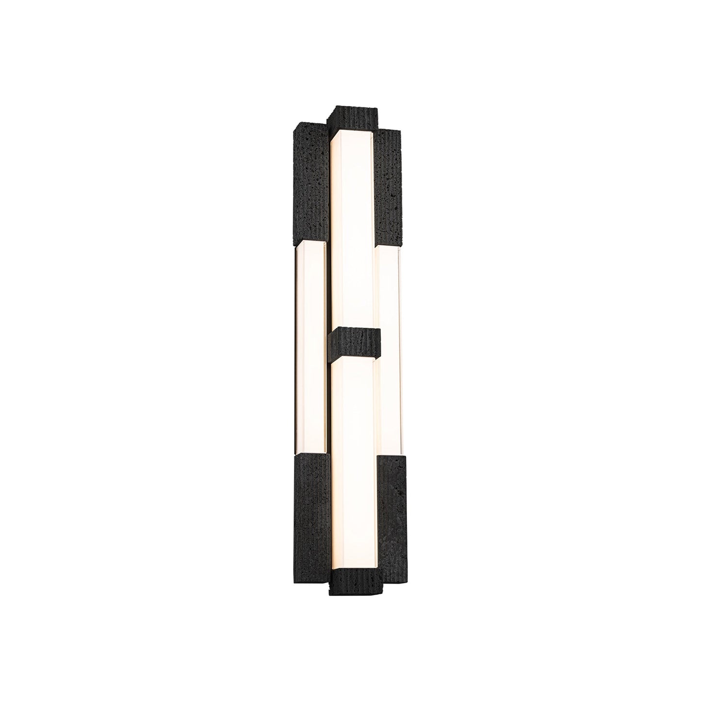 Conan LED Wall Light in Basalt Stone/Black (28-Inch).