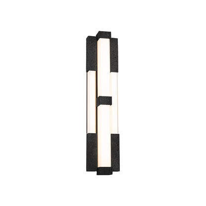 Conan LED Wall Light in Basalt Stone/Black (28-Inch).