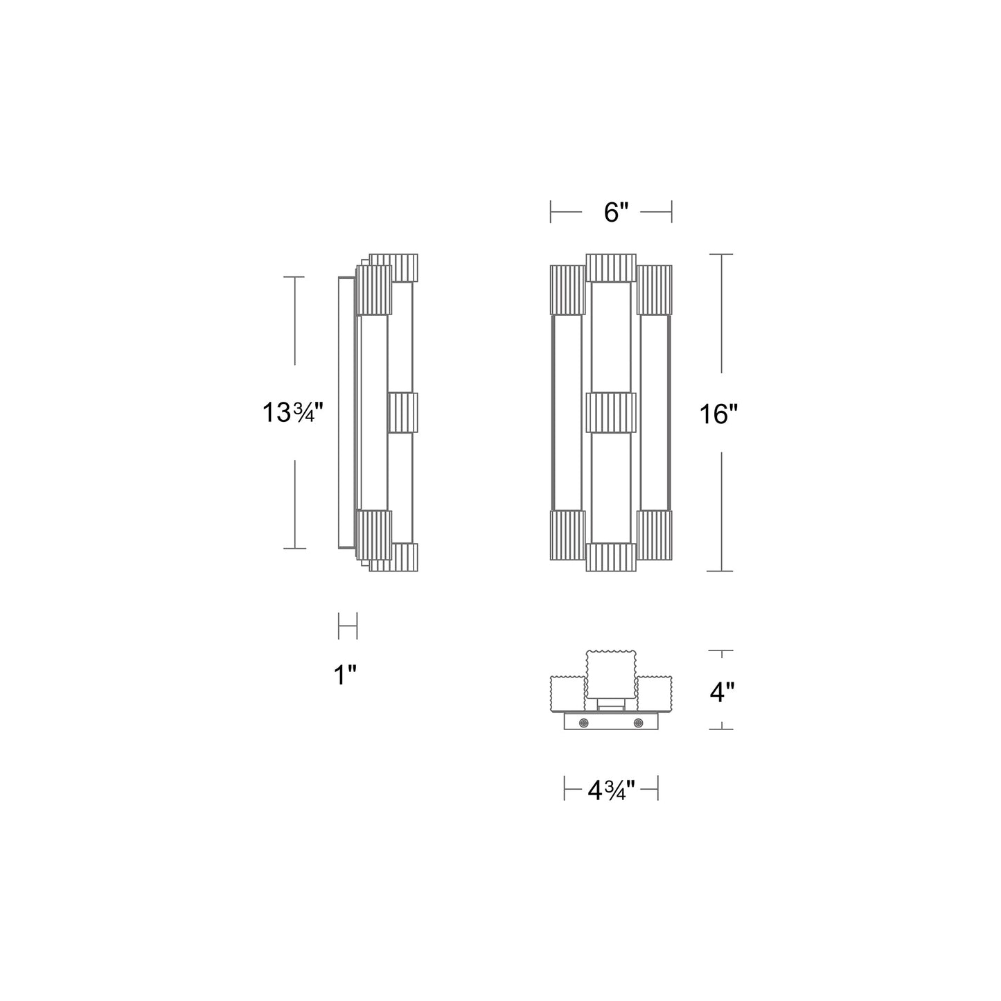 Conan LED Wall Light - line drawing.