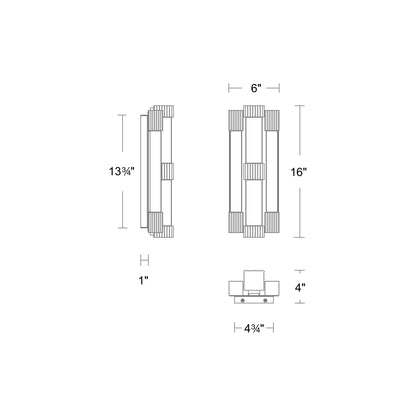 Conan LED Wall Light - line drawing.