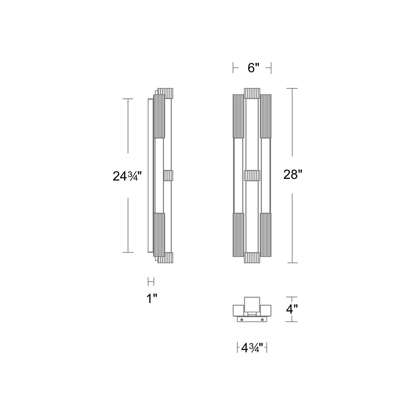 Conan LED Wall Light - line drawing.