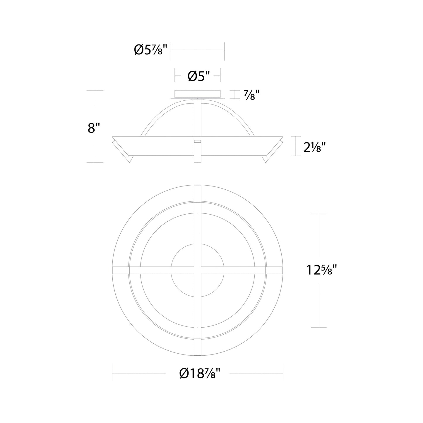 Copa LED Flush Mount Ceiling Light - line drawing.