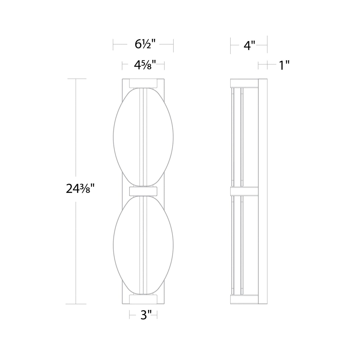 Deco LED Bath Vanity Light - line drawing.