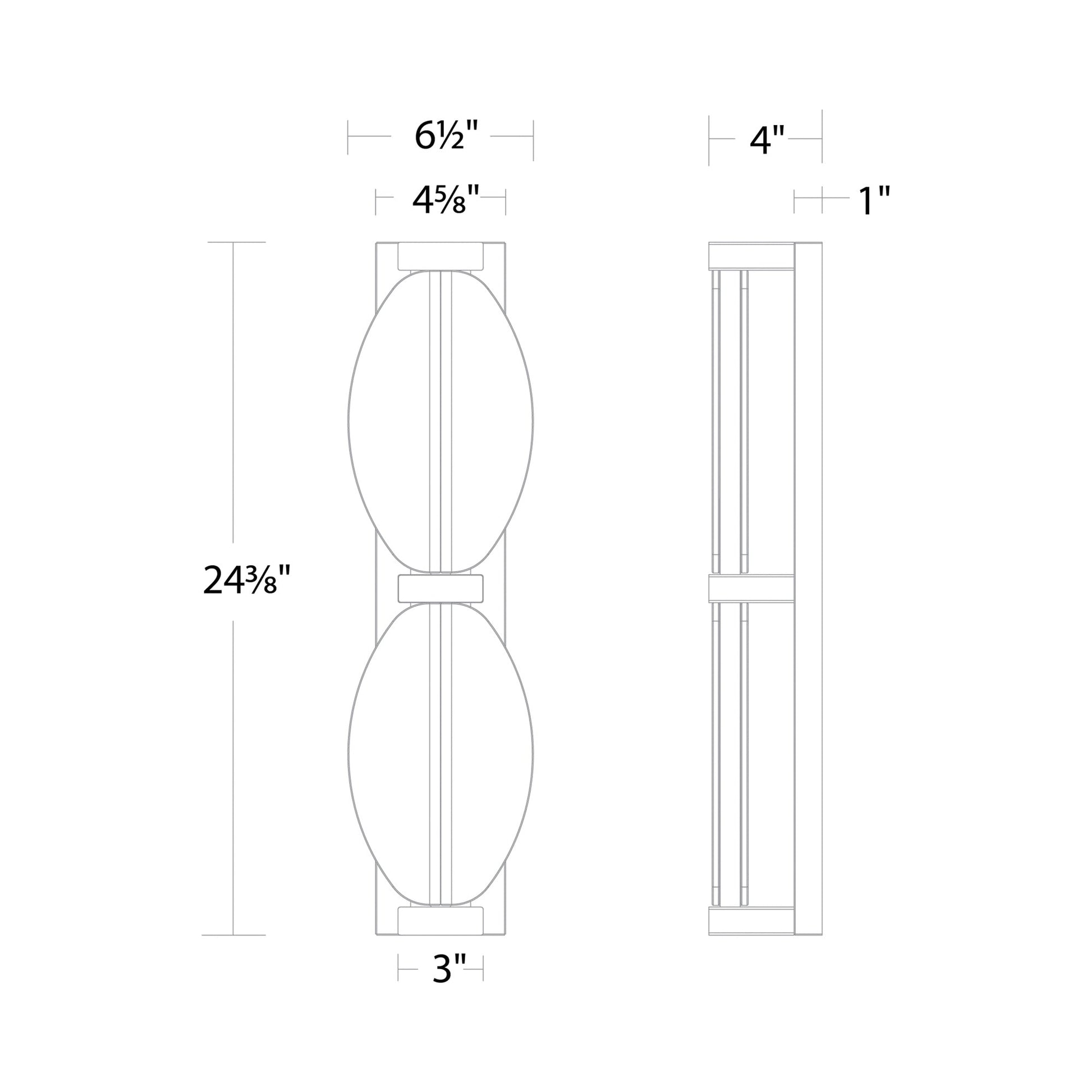Deco LED Bath Vanity Light - line drawing.