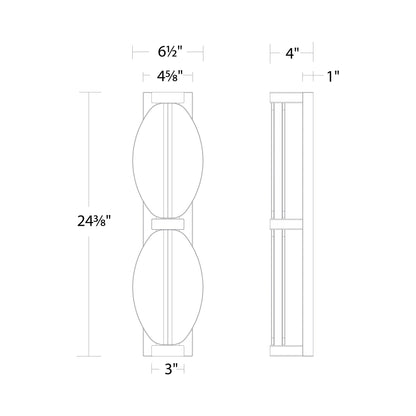 Deco LED Bath Vanity Light - line drawing.