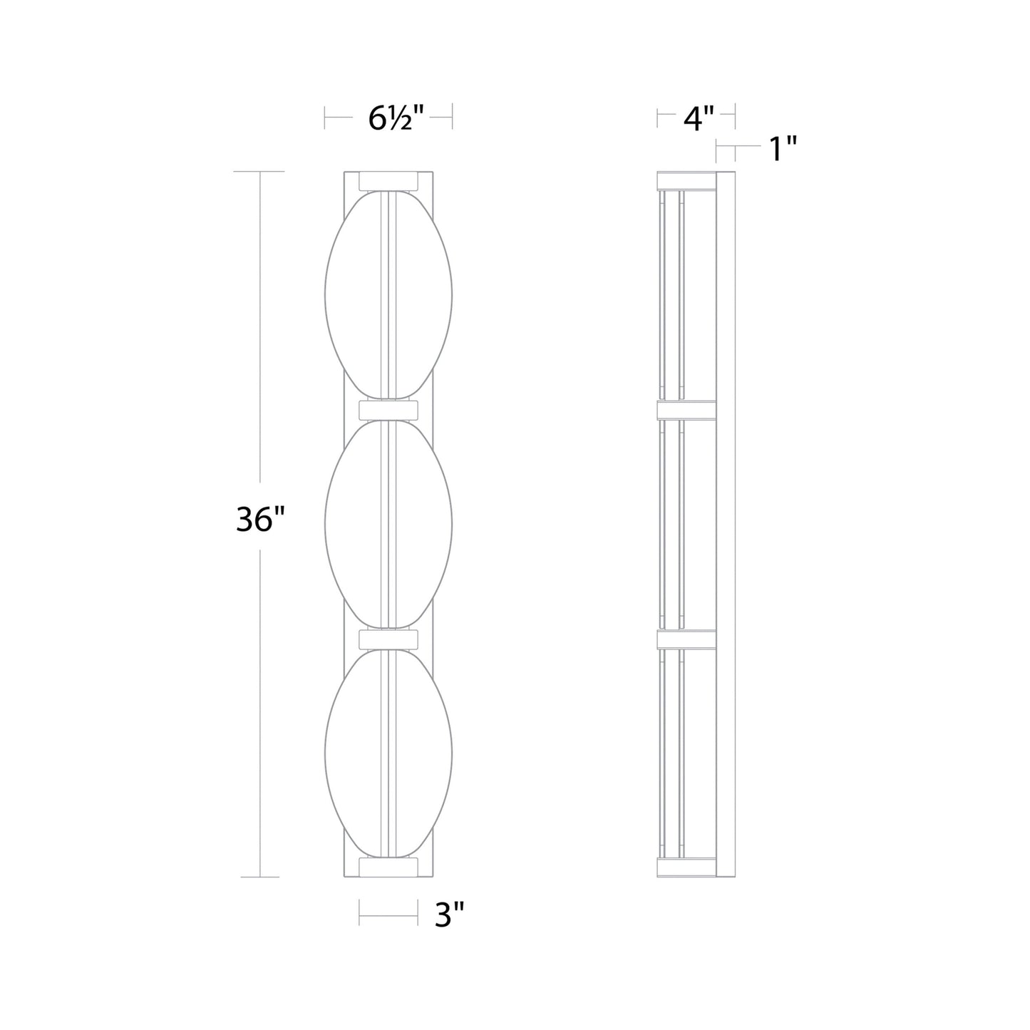 Deco LED Bath Vanity Light - line drawing.